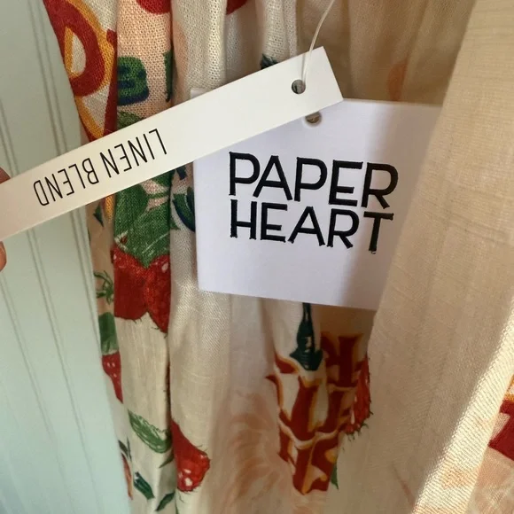 Anthropologie White Linen Blend Maxi Dress with Fruit Print Size L - Picture 4 of 7